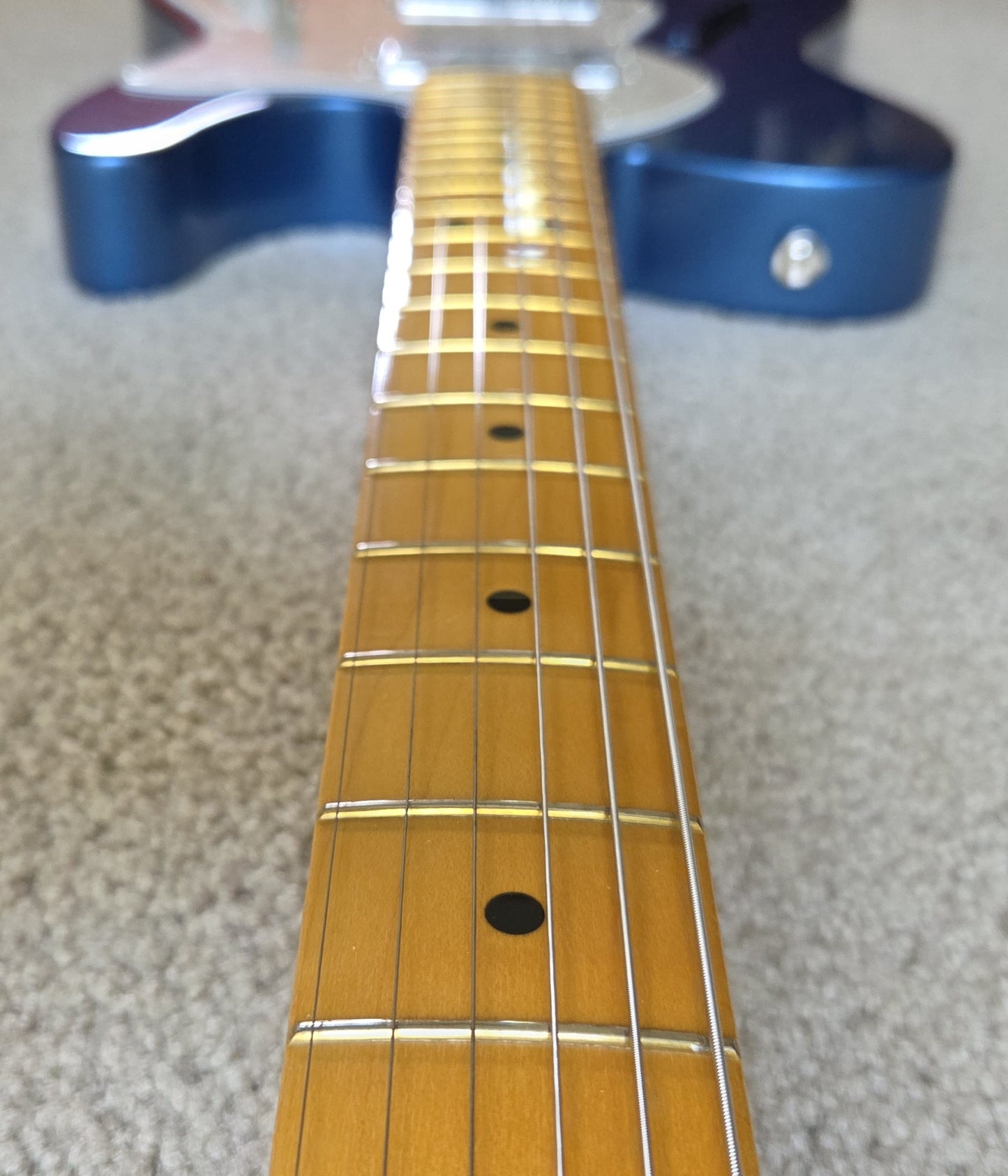 Fender American Vintage II 1972 Telecaster Thinline Electric Guitar, Lake Placid Blue, Hard Shell Case