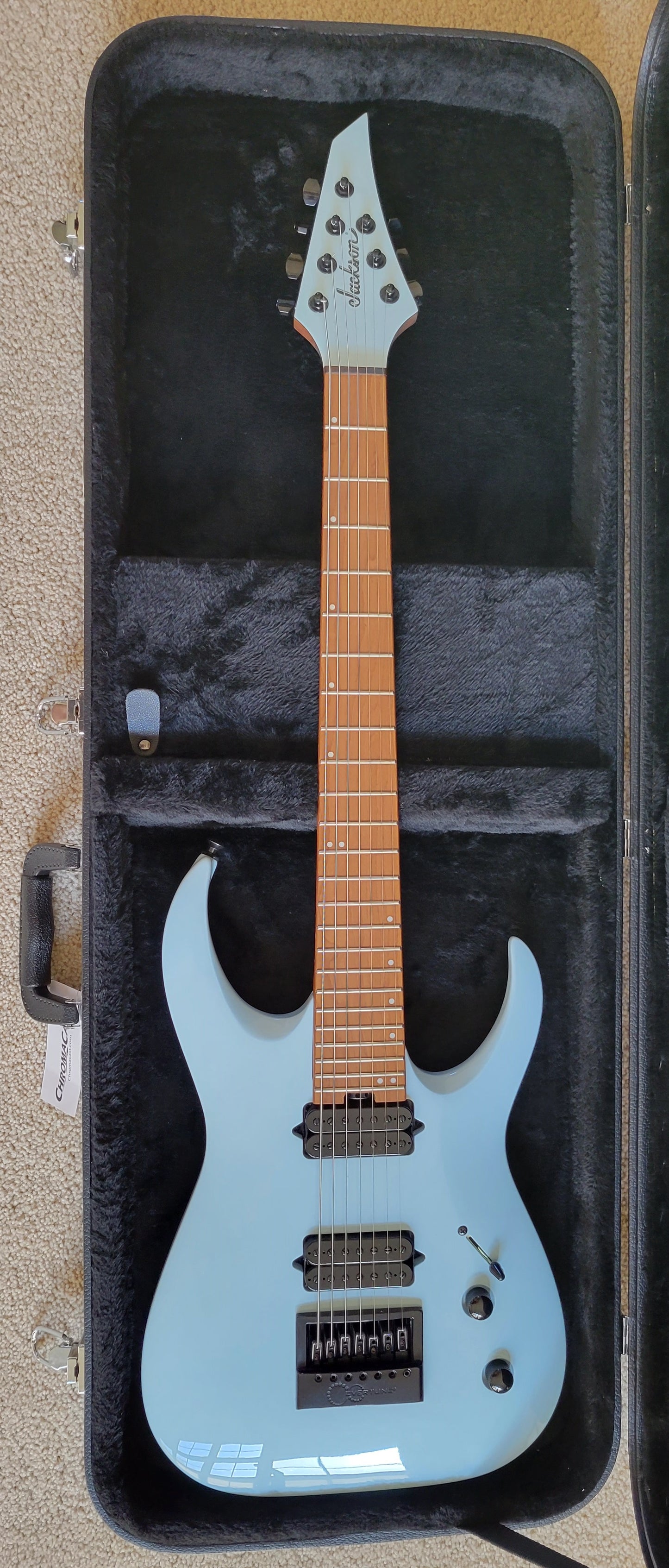 Jackson Pro Signature Misha Mansoor Juggernaut ET7 Electric Guitar, Evertune, Gulf Blue, New Hard Shell Case