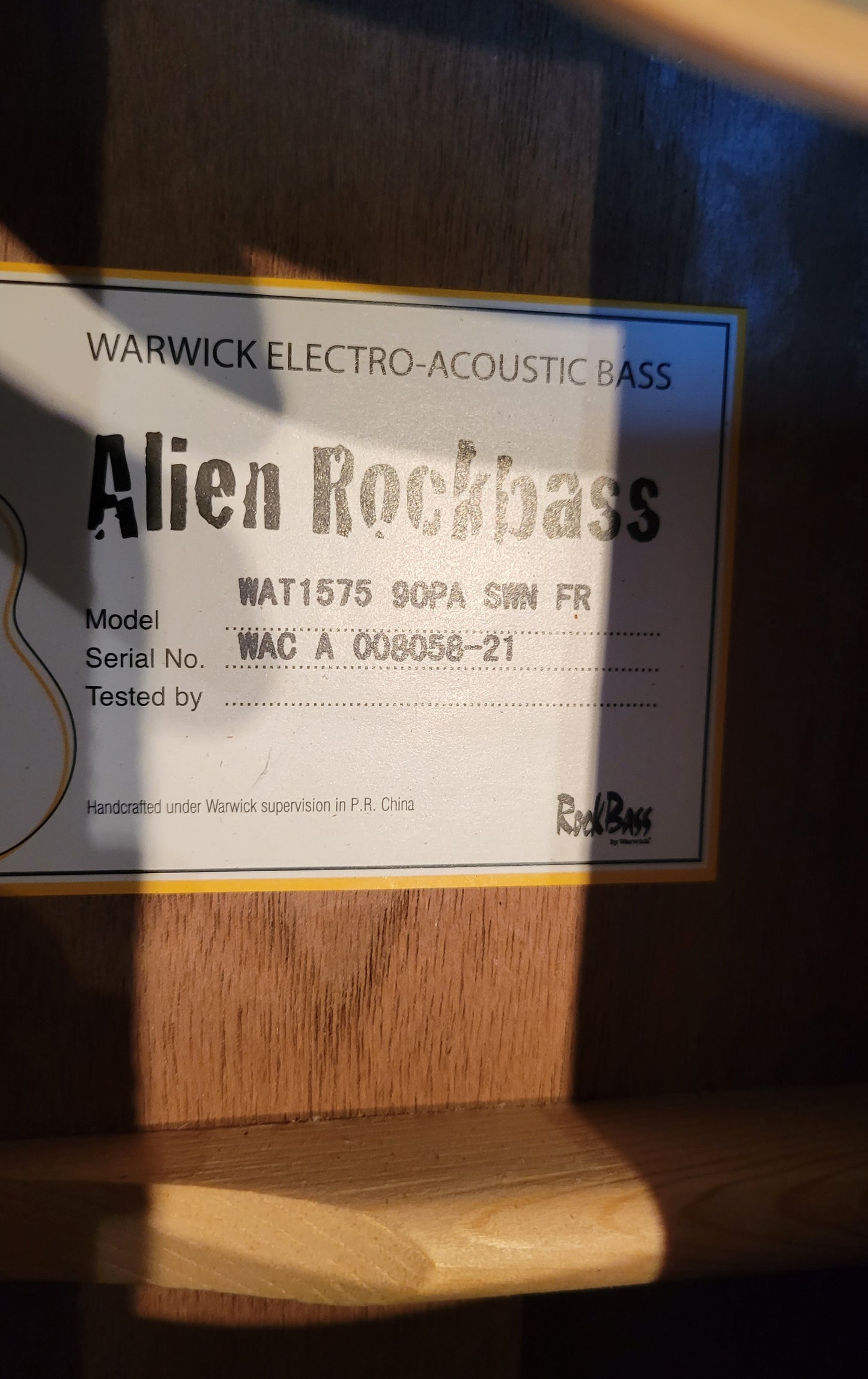 Warwick RockBass Alien Deluxe Hybrid Thinline 5-String Acoustic Electric Bass Guitar, New Gig Bag