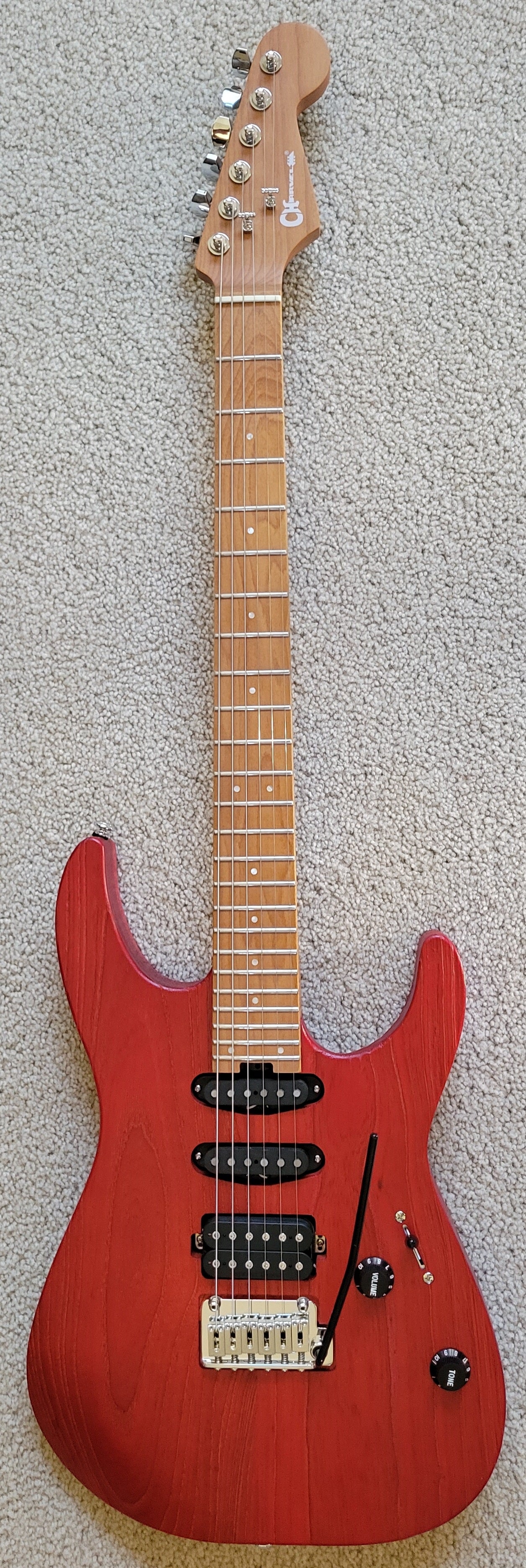 Charvel Pro-Mod DK24 HSS 2PT CM Red Ash Electric Guitar, New Molded Hard Shell Case