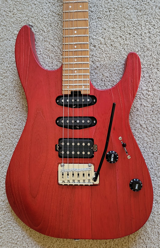 Charvel Pro-Mod DK24 HSS 2PT CM Red Ash Electric Guitar, New Molded Hard Shell Case