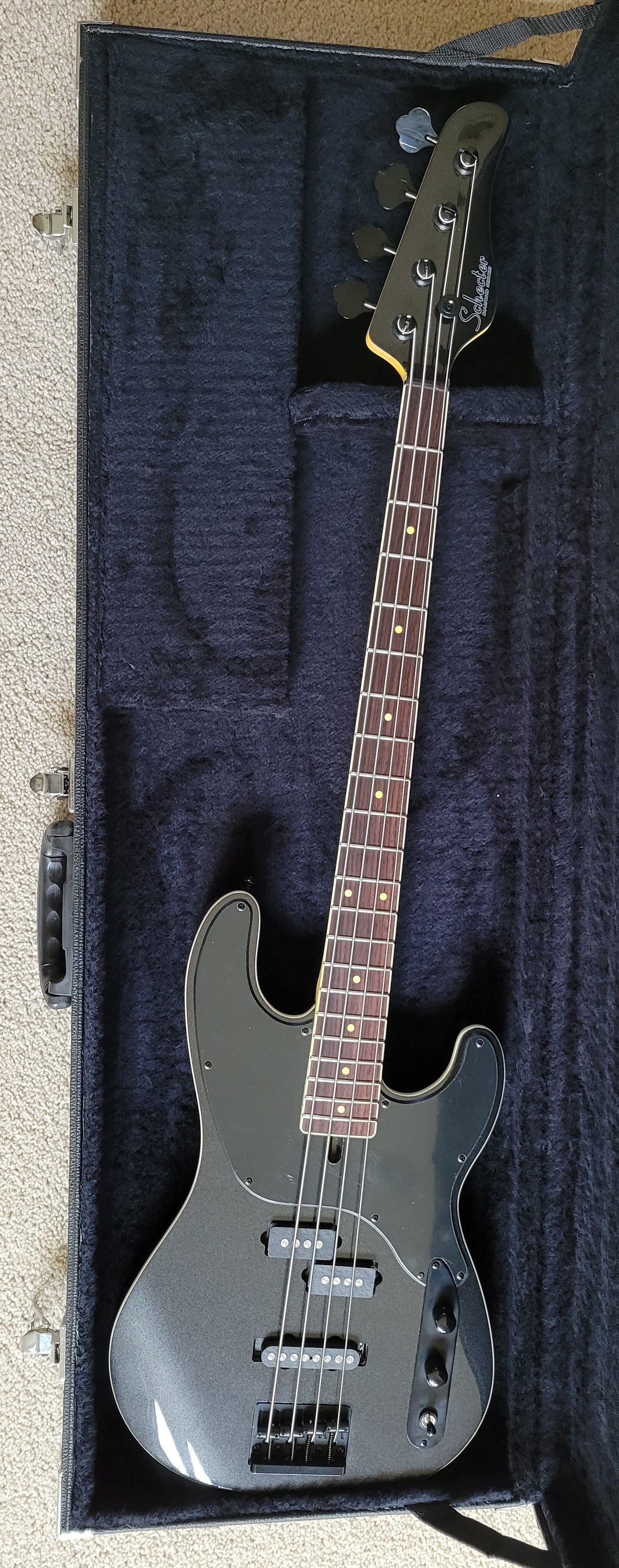 Schecter Michael Anthony Signature Bass Electric Guitar, Carbon Grey Finish, New Hard Shell Case