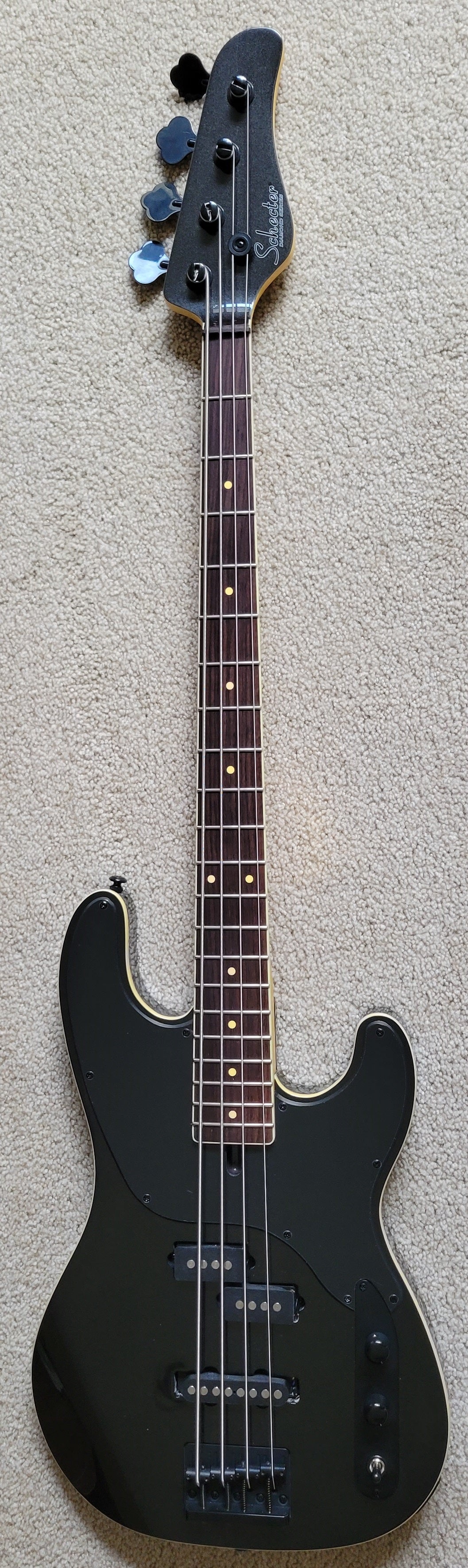 Schecter Michael Anthony Signature Bass Electric Guitar, Carbon Grey Finish, New Hard Shell Case