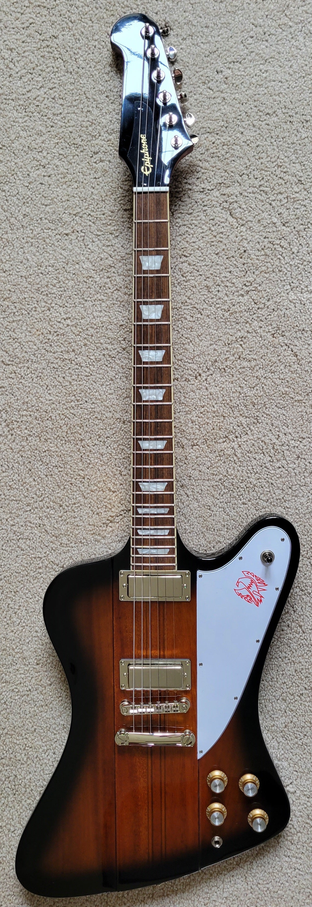 Epiphone Firebird Electric Guitar, Vintage Sunburst Finish, New Gig Bag
