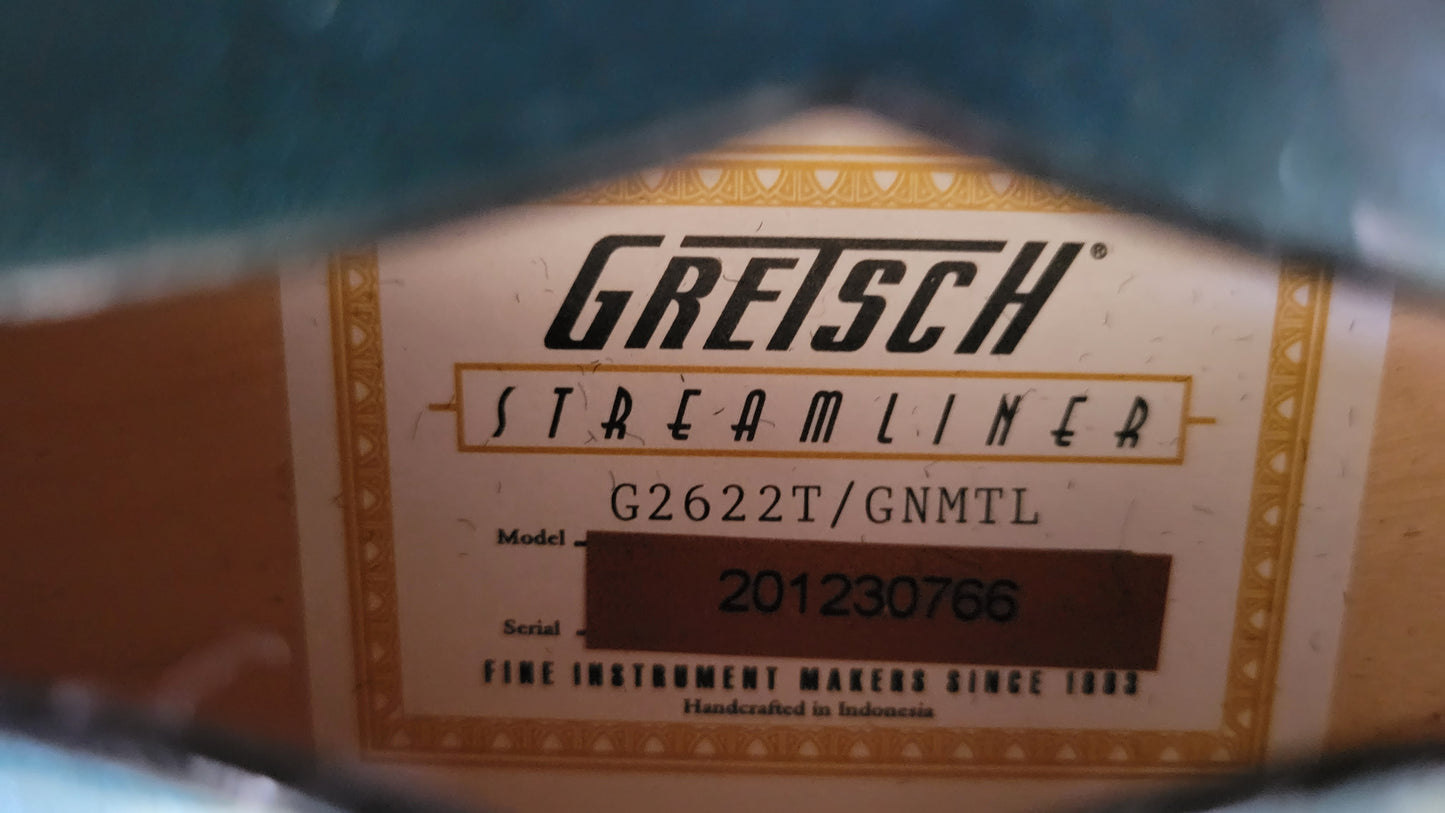 Gretsch G2622T Streamliner Center Block Double Cut Bigsby Electric Guitar, New Hard Shell Case