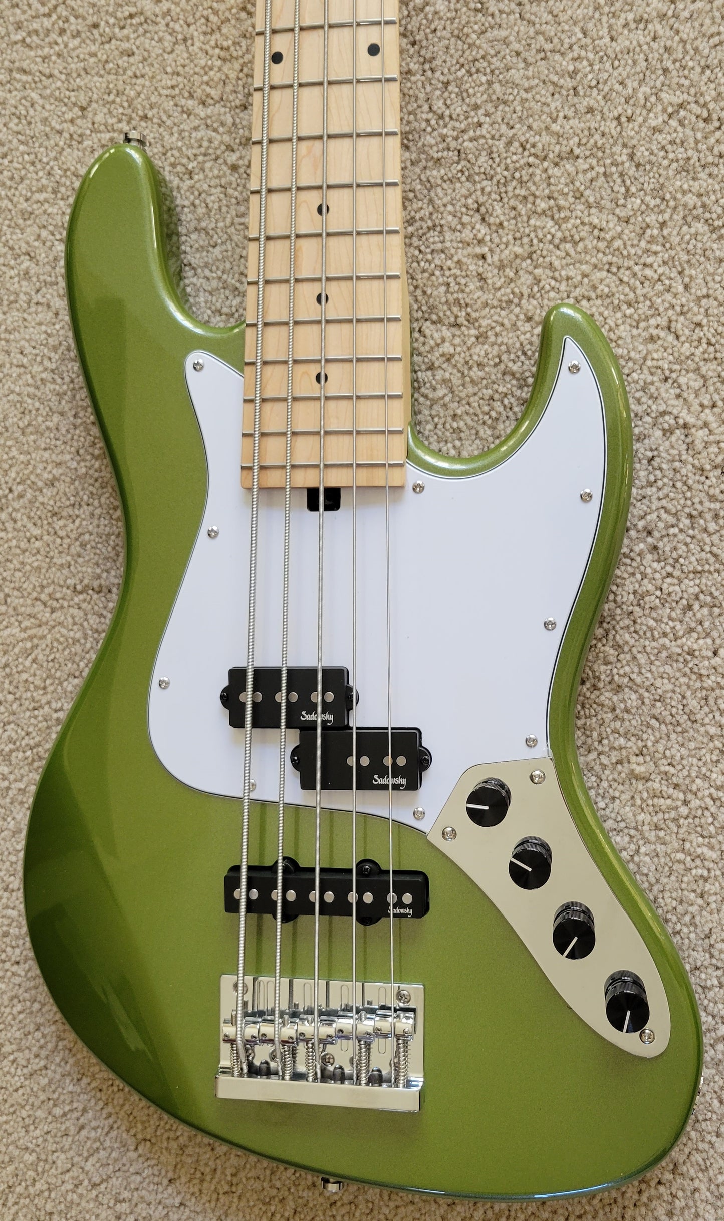 Sadowsky RSD MetroExpress Vintage P/J 5 String Electric Bass Guitar, Sage Green Metallic, Gig Bag