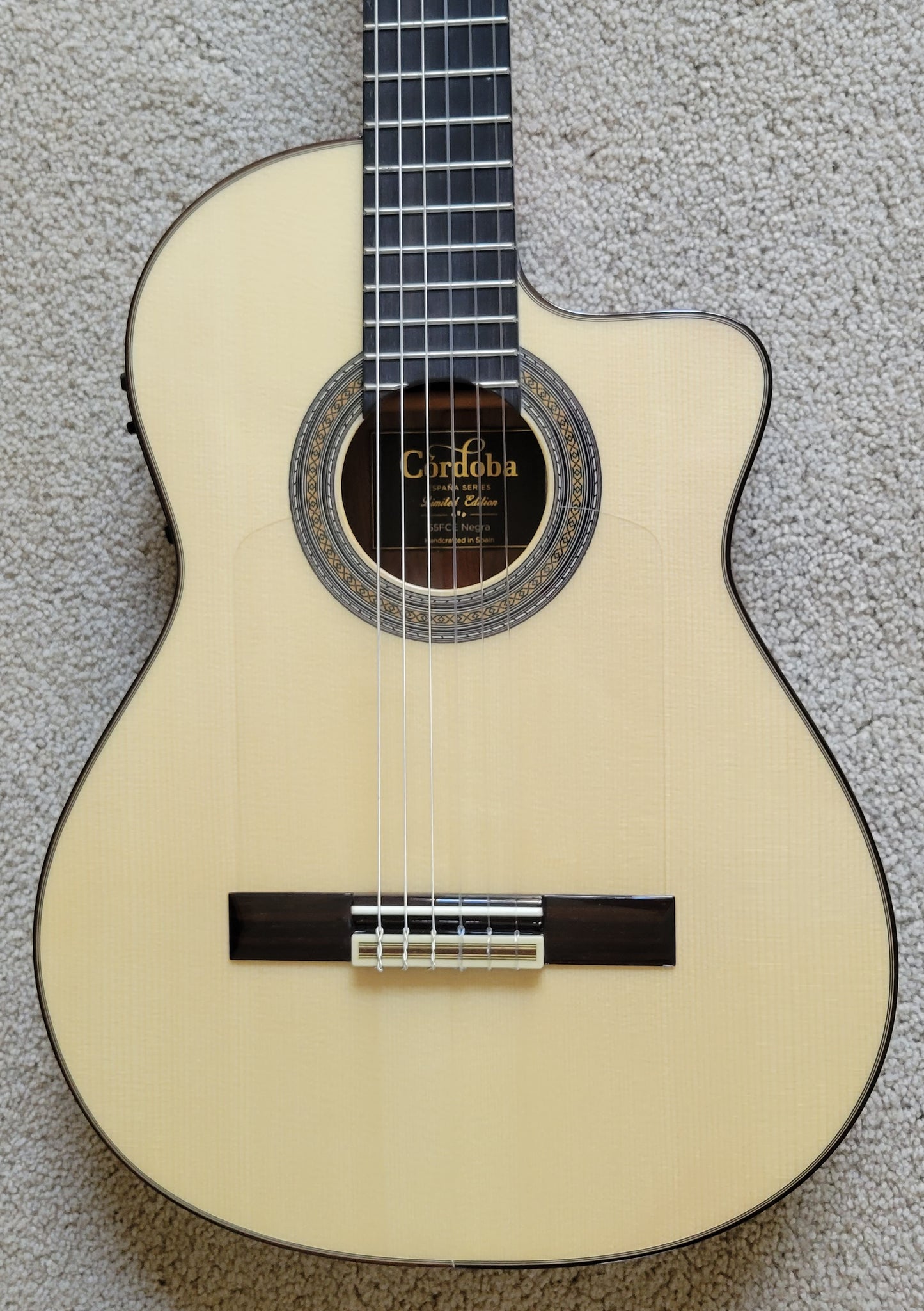 Cordoba 55FCE Negra Ziricote Classical Thinbody Acoustic Electric Guitar, New Hard Shell Case