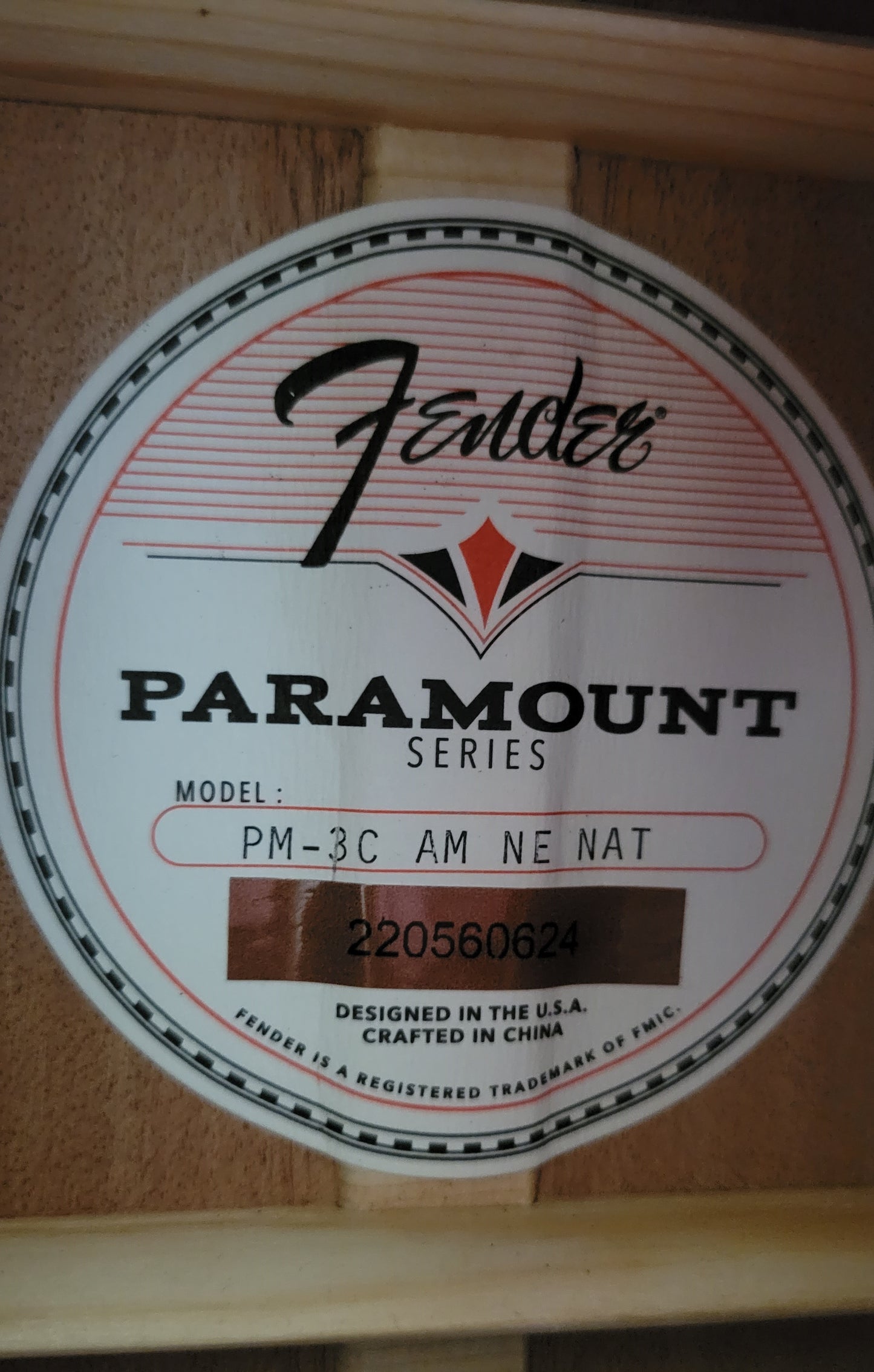 Fender Paramount PM-3C Triple-0 All Mahogany Acoustic Guitar, New Gig Bag