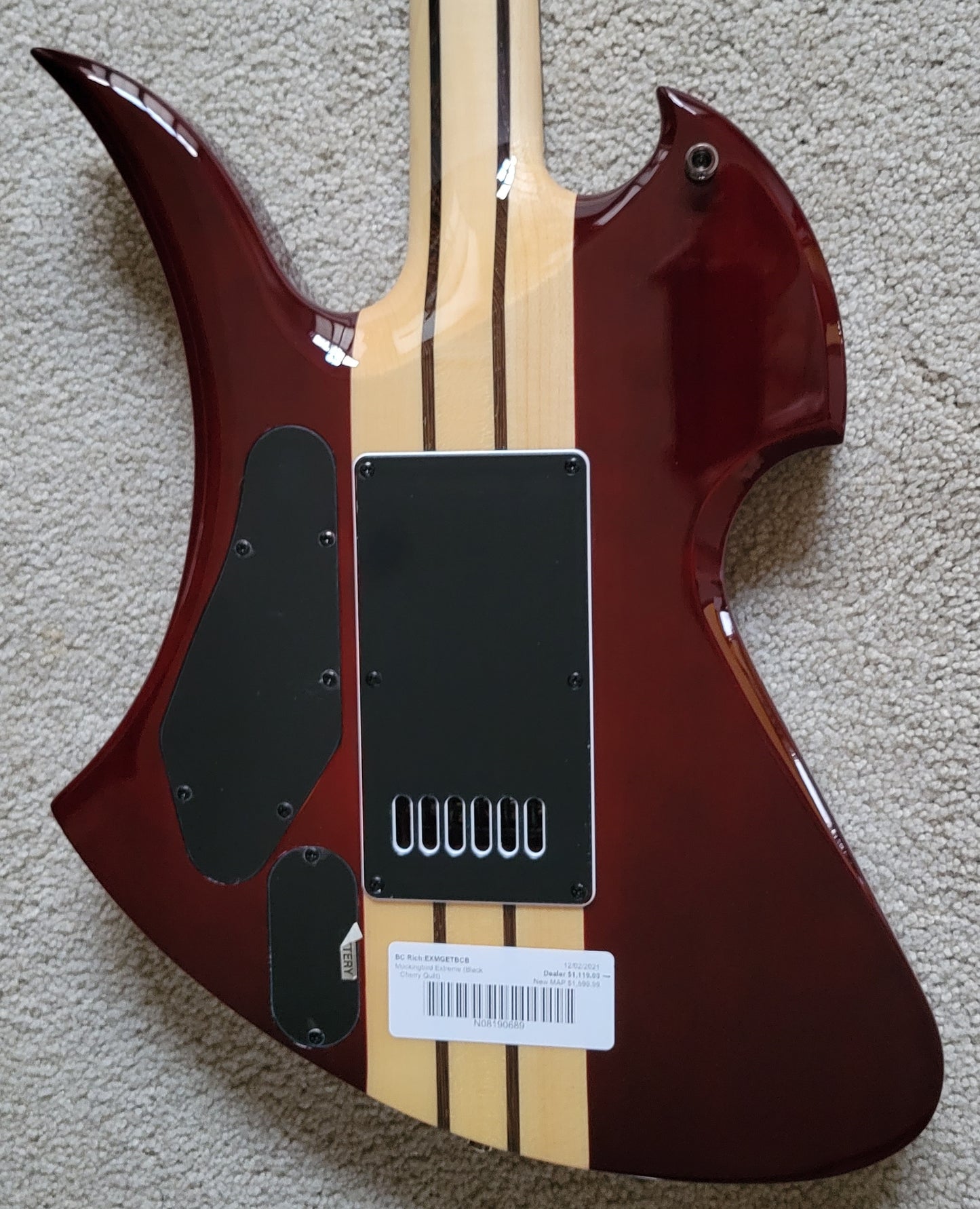 B.C. Rich Mockingbird Extreme Exotic Electric Guitar, Black Cherry Quilt, New Hard Shell Case