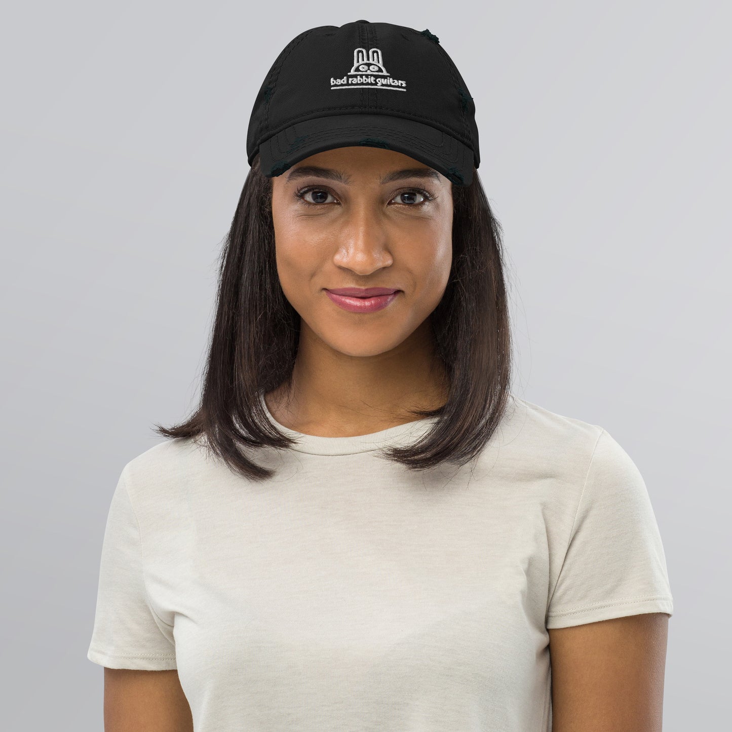 Distressed Bunny Hat (Charcoal Grey or Black)