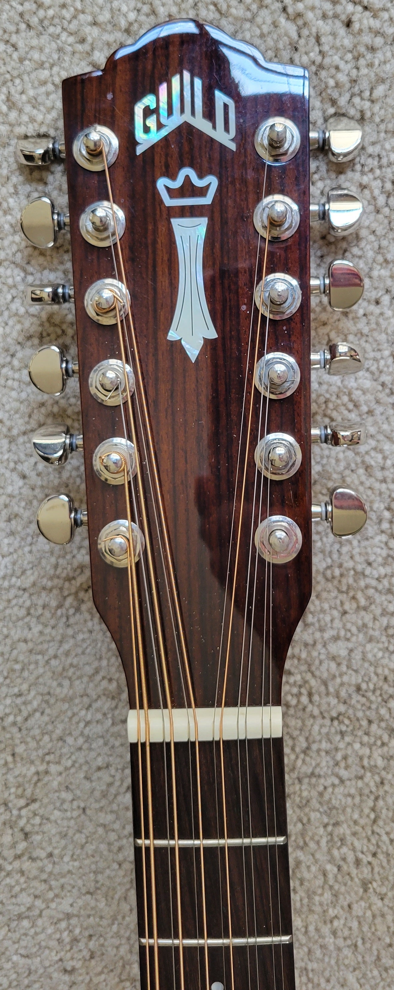 Guild F-1512E 12 String Acoustic Electric Guitar, Guild Rigid Case Included