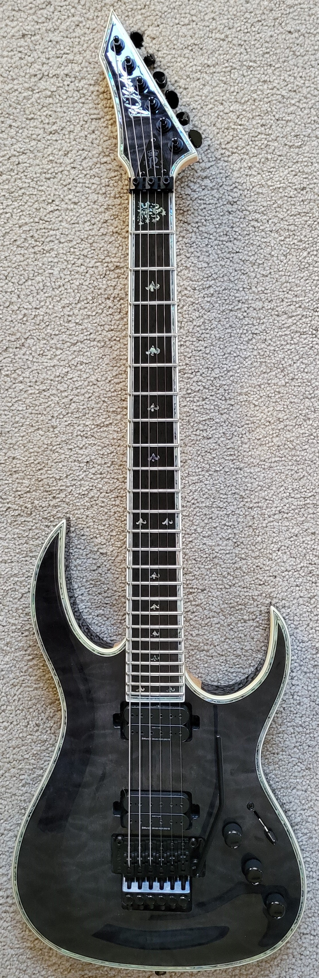 B.C. Rich Shredzilla Prophecy Exotic Archtop Electric Guitar, Floyd Rose, Trans Black