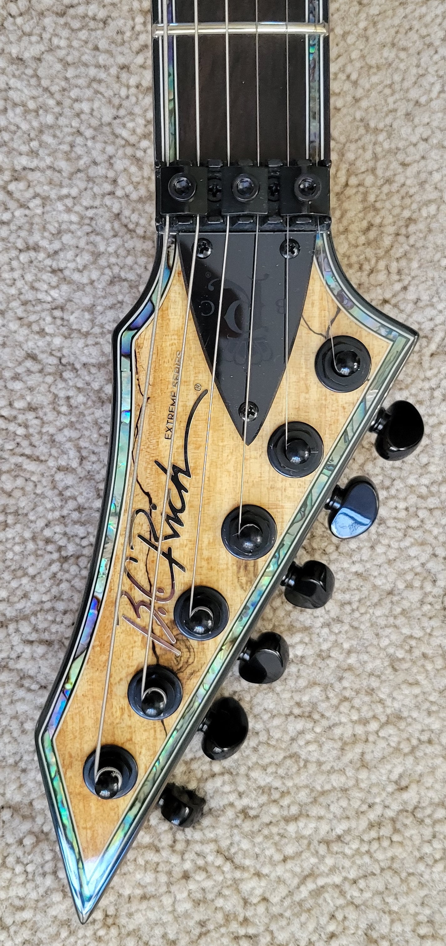 B.C. Rich Warlock Extreme Exotic Electric Guitar, Left Handed, Floyd, Spalted Maple, New Gig Bag