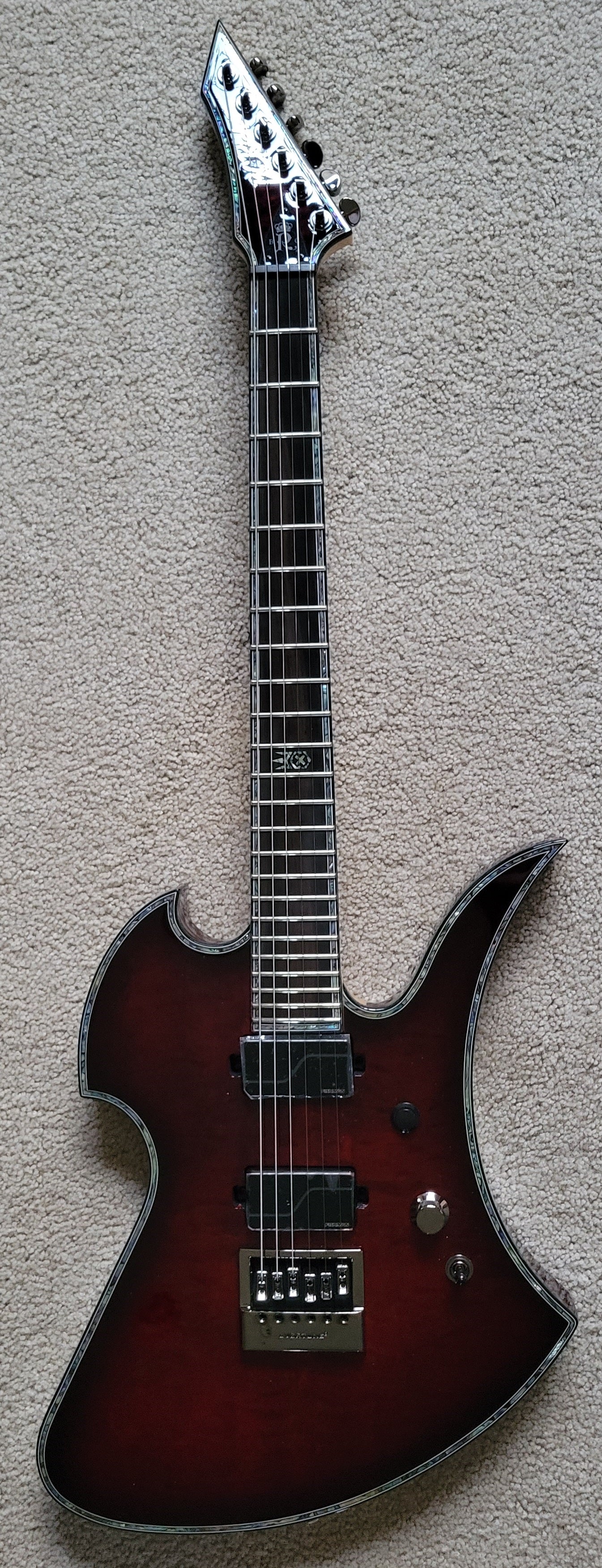 B.C. Rich Mockingbird Extreme Exotic Electric Guitar, Black Cherry Quilt, New Hard Shell Case