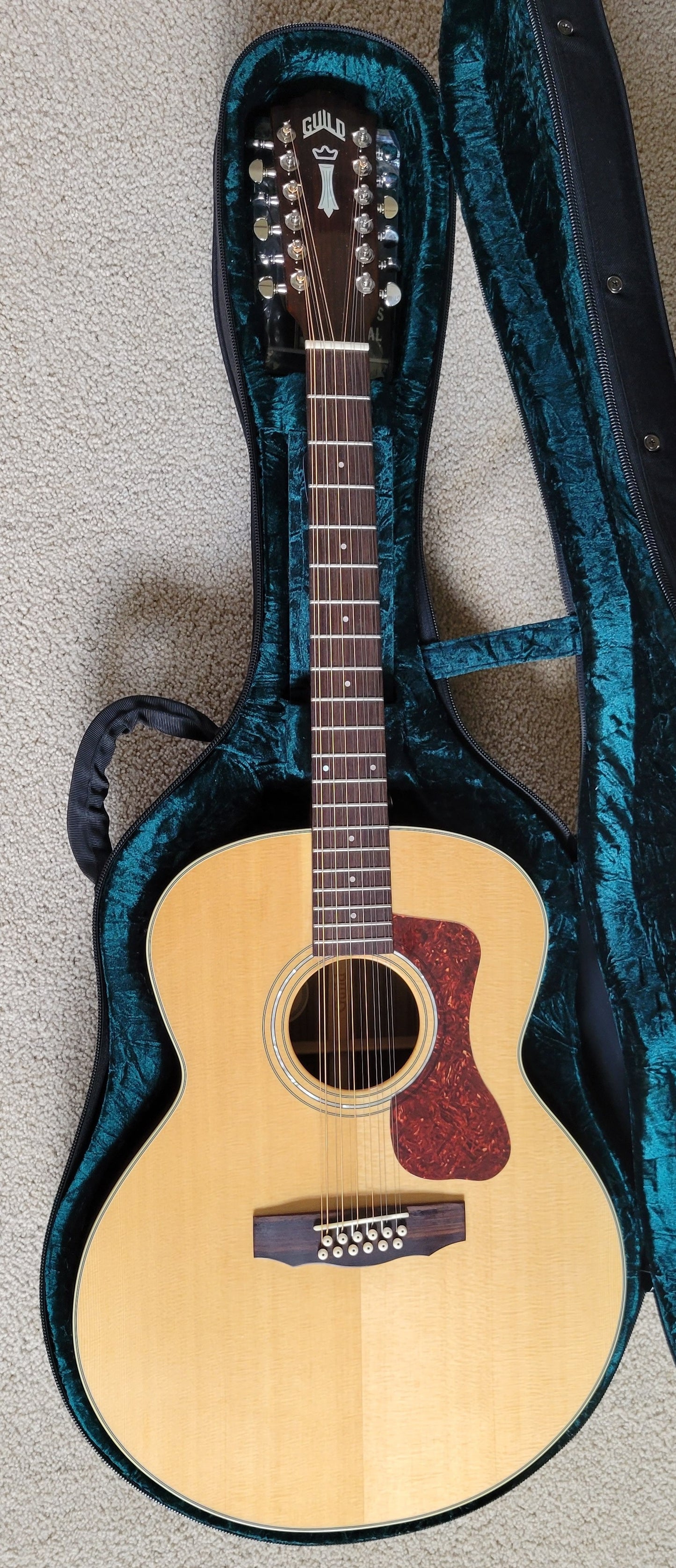 Guild F-1512E 12 String Acoustic Electric Guitar, Guild Rigid Case Included