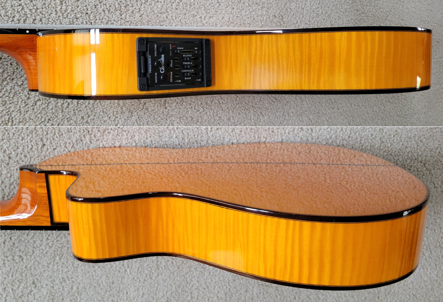 Cordoba 55FCE Thinbody Classical Acoustic Electric Guitar, Honey Amber, New Hard Shell Case