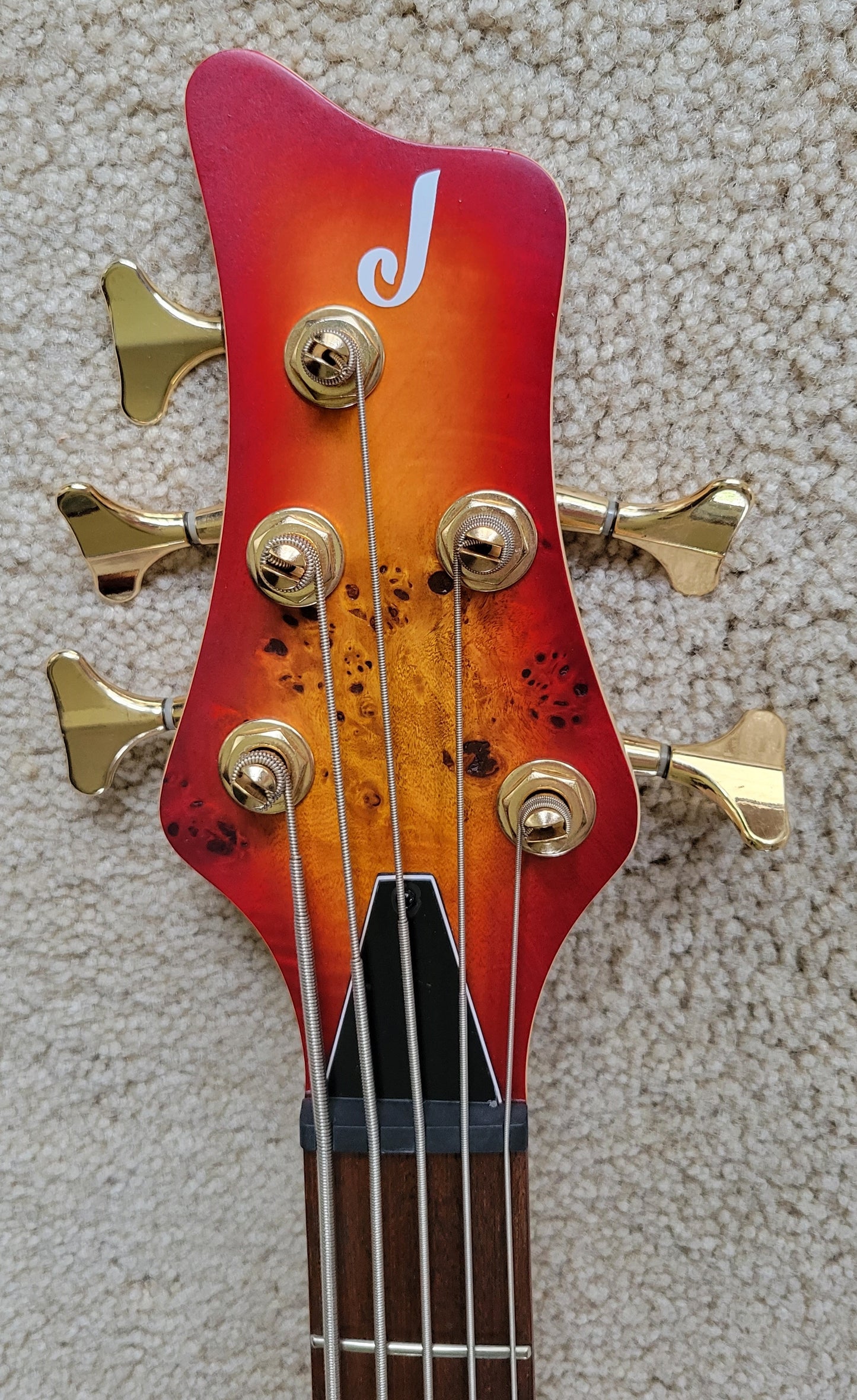 Jackson Pro Series Spectra SBP V Bass Guitar, Transparent Cherry Burst, New Hard Shell Case