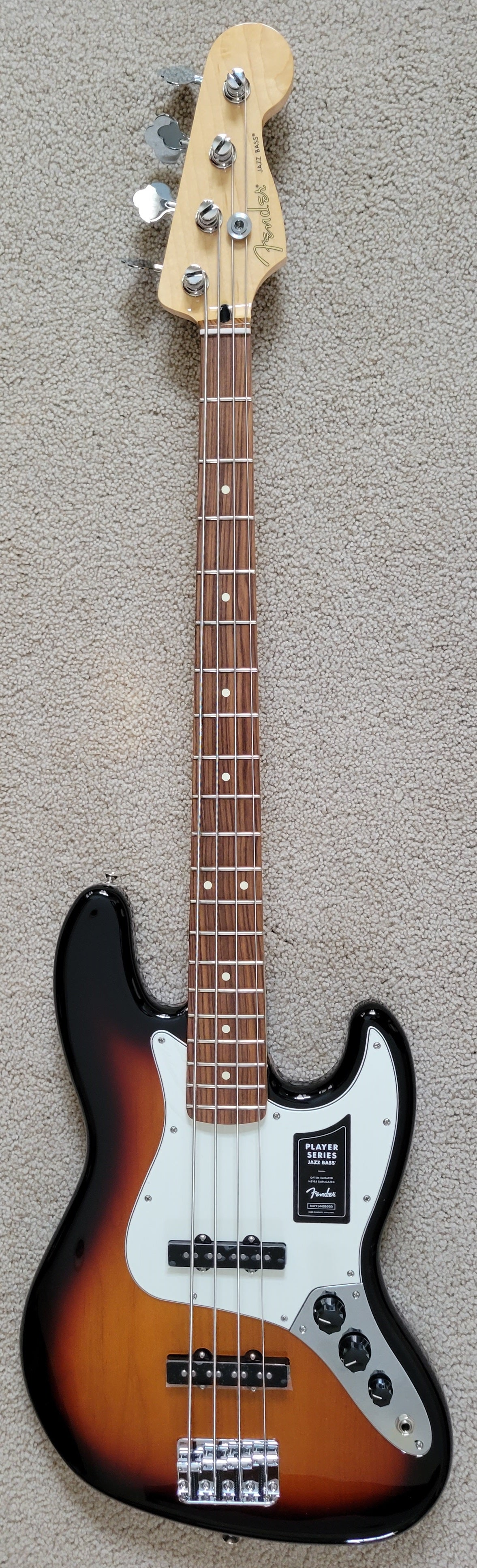 Fender Player Jazz Bass Electric Guitar, 3-Color Sunburst, New Gig Bag
