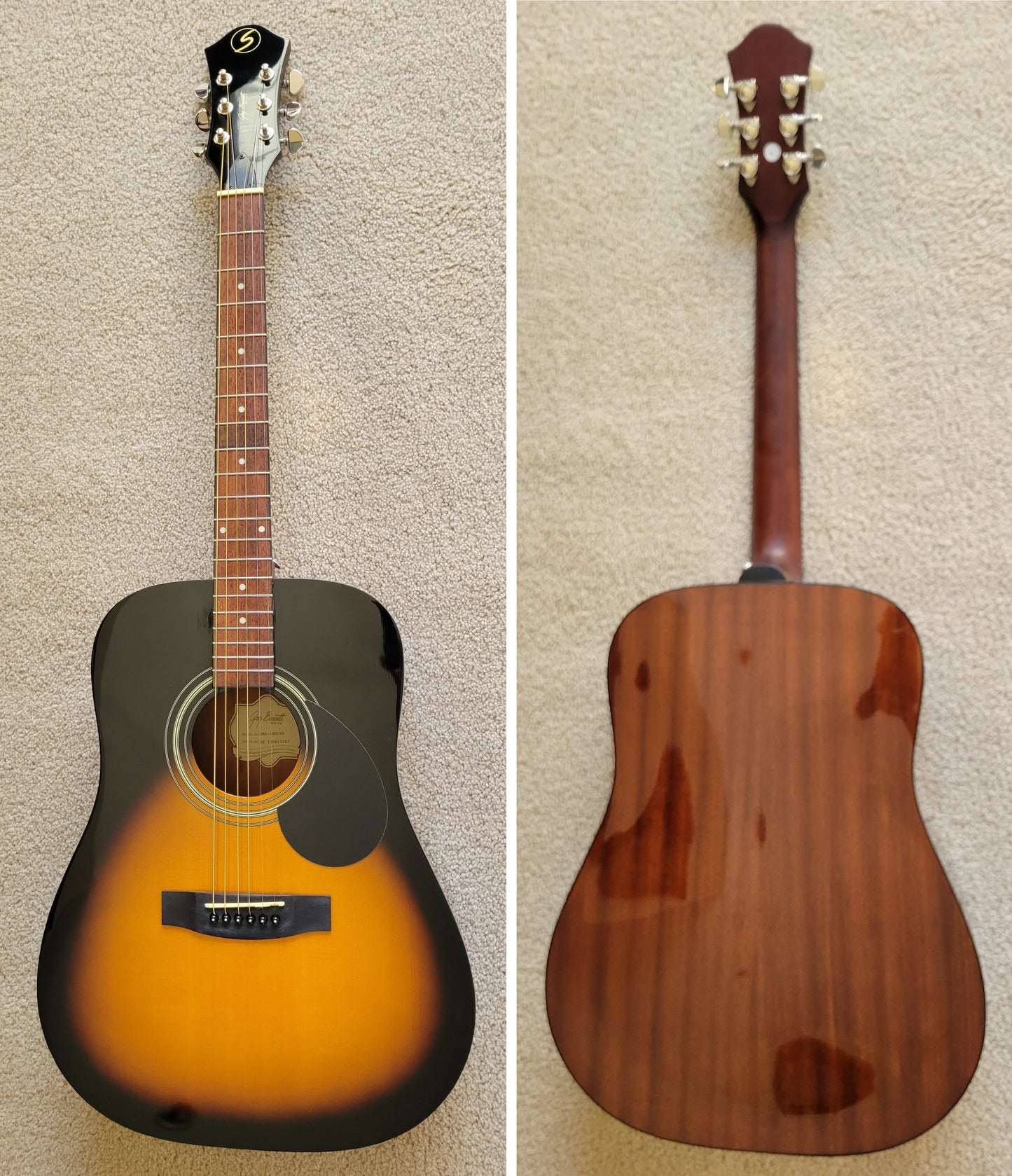 Samick Greg Bennett Design SMS-100/VS Acoustic Guitar, Vintage Sunburst, New Old Stock