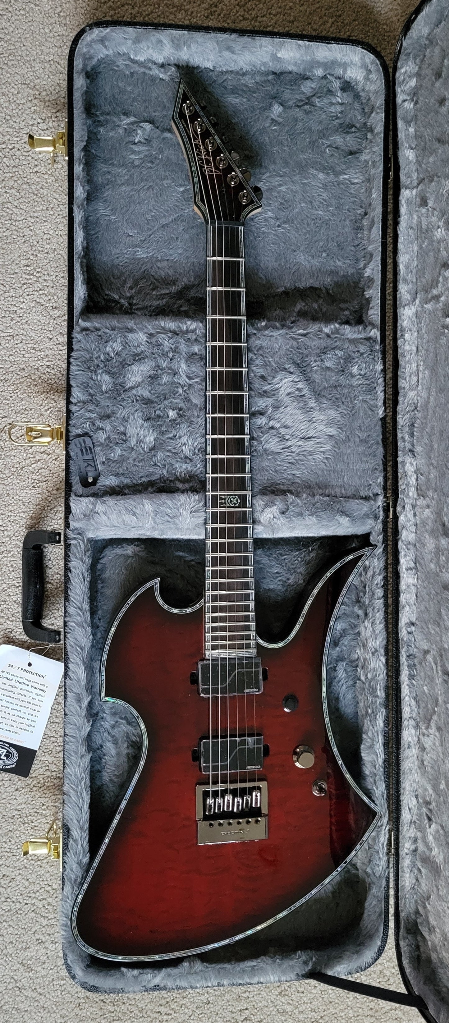 B.C. Rich Mockingbird Extreme Exotic Electric Guitar, Black Cherry Quilt, New Hard Shell Case