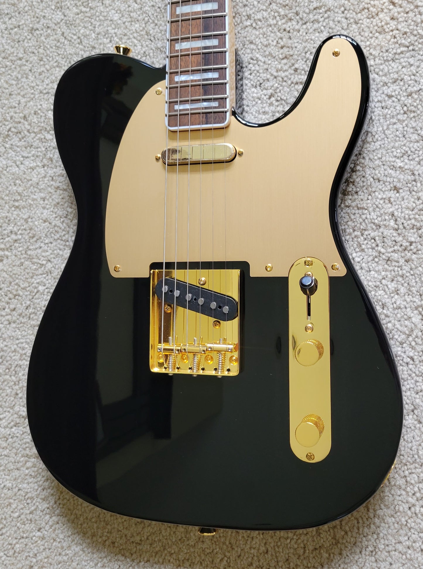 Fender Squier 40th Anniversary Telecaster Electric Guitar, Black Gold Edition, New TKL Gig Bag