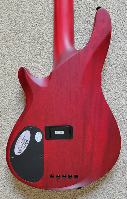 Schecter C-5 GT 5 String Electric Bass Guitar, Satin Trans Red with Stripe, New Hard Shell Case