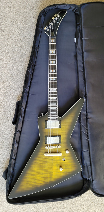 Epiphone Prophecy Extura Electric Guitar, Yellow Tiger Aged Gloss, New Gig Bag