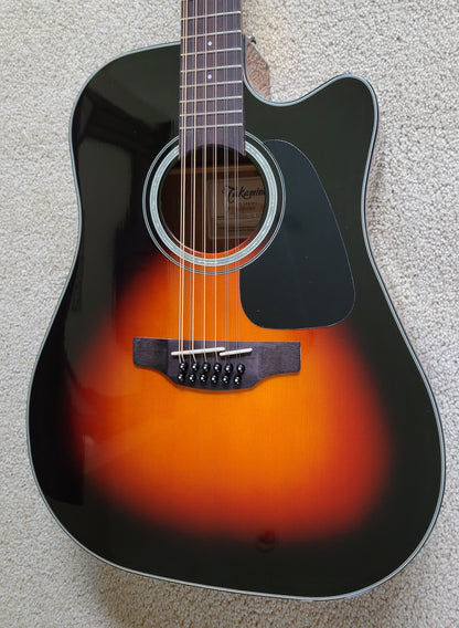 Takamine GD30CE-12 BSB 12 String Acoustic Electric Guitar, Gloss Brown Sunburst, Hard Shell Case