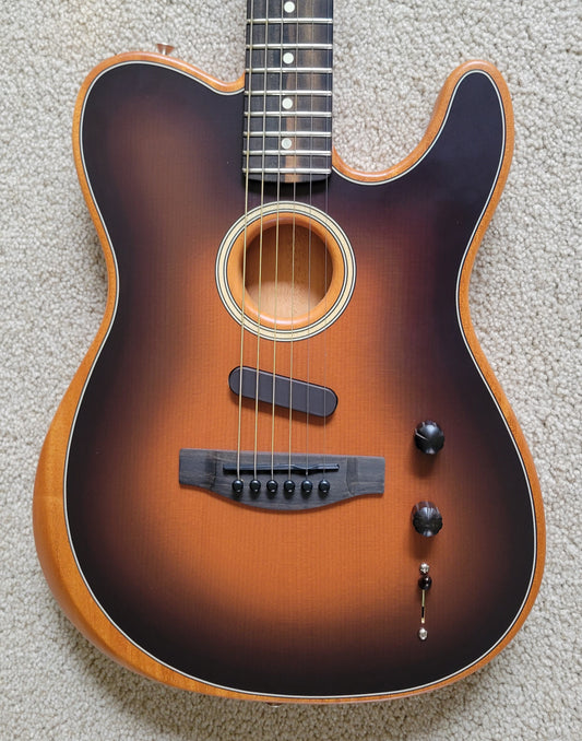 Fender American Acoustasonic Telecaster Guitar, Sunburst, Fender Gig Bag