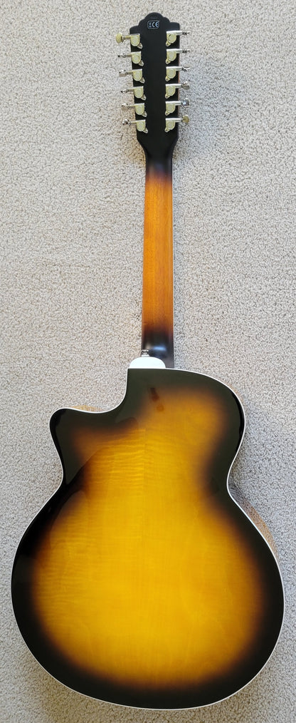 Guild F-2512CE Deluxe 12 String Acoustic Electric Guitar, Antique Burst Finish