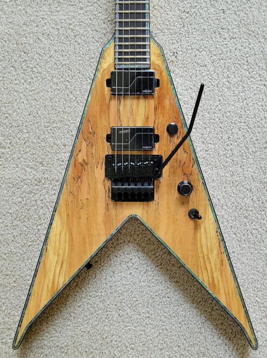 B.C. Rich JR-V Extreme Exotic Electric Guitar, Floyd Rose, Spalted Maple, NOS Hard Shell Case