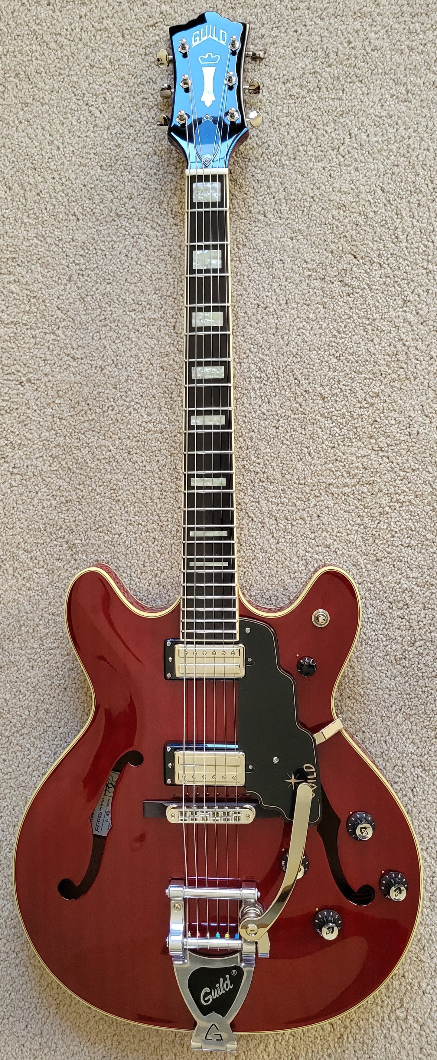 Guild Starfire V Electric Guitar, Cherry Red Finish, New Hard Shell Case