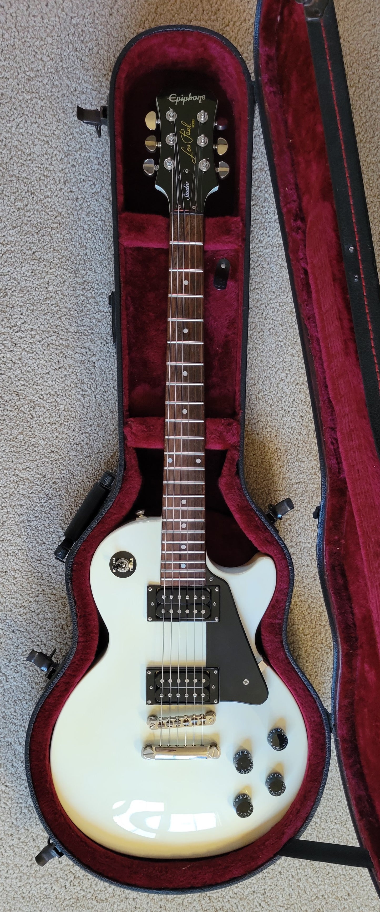 Epiphone Limited Edition Custom Shop Les Paul Studio Electric Guitar, Alpine White, Hard Shell Case