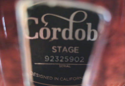 Cordoba Stage Nylon String Chambered Electric Guitar, Edge Burst, Gig Bag
