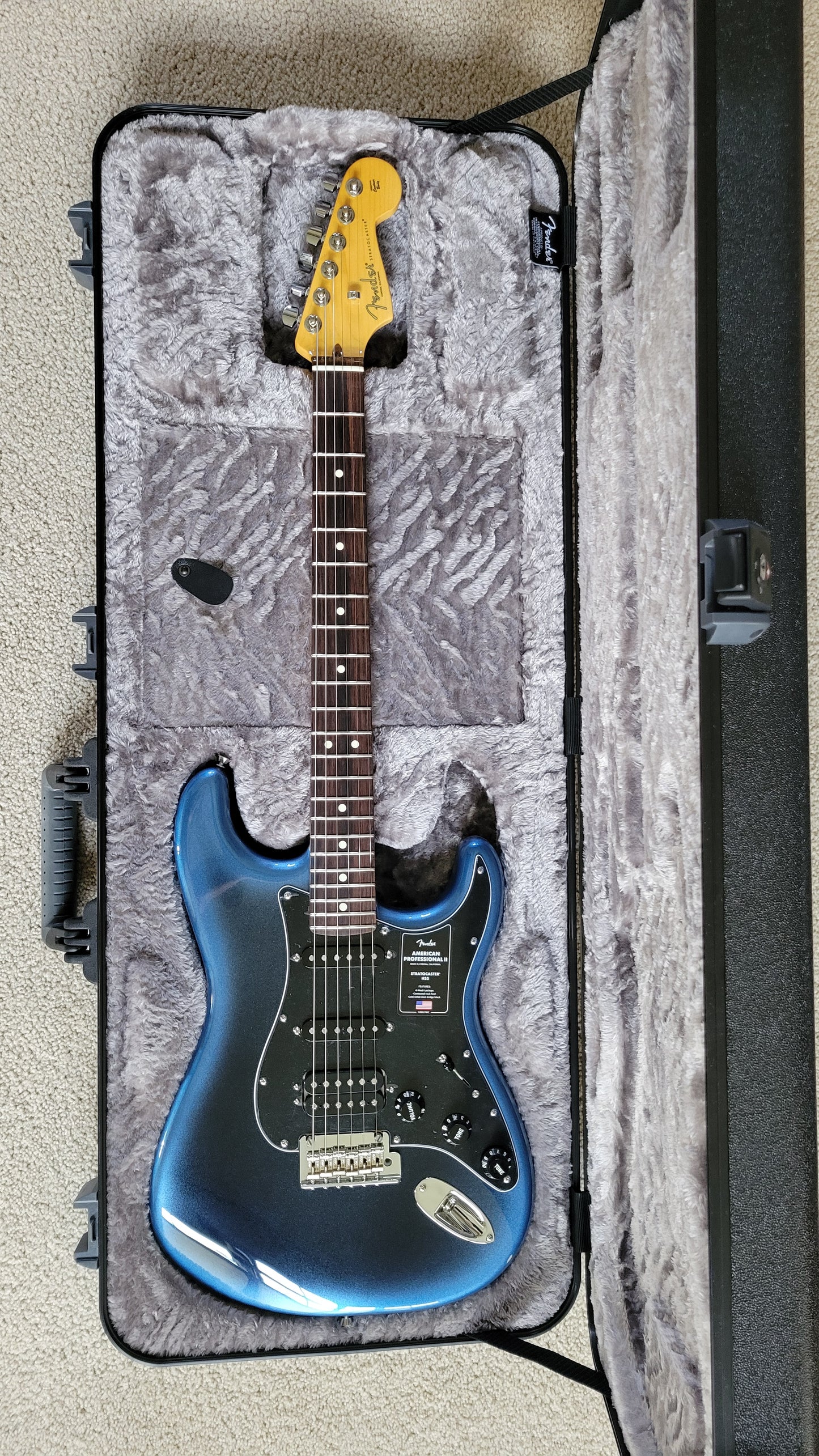 Fender American Professional II Stratocaster HSS Electric Guitar, Dark Night, Deluxe Molded Hardshell Case