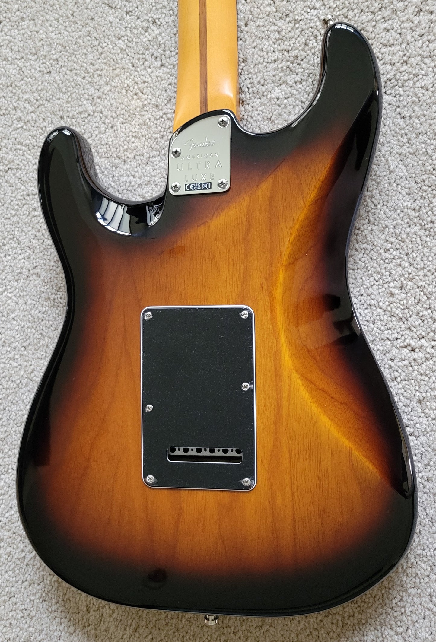 Fender American Ultra Luxe Stratocaster Electric Guitar, 2 Color Sunburst, Premium Molded Hardshell Case