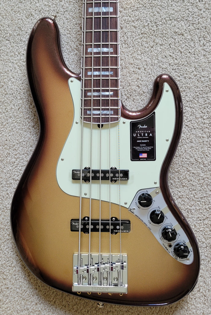 Fender American Ultra Jazz Bass V Guitar, Mocha Burst