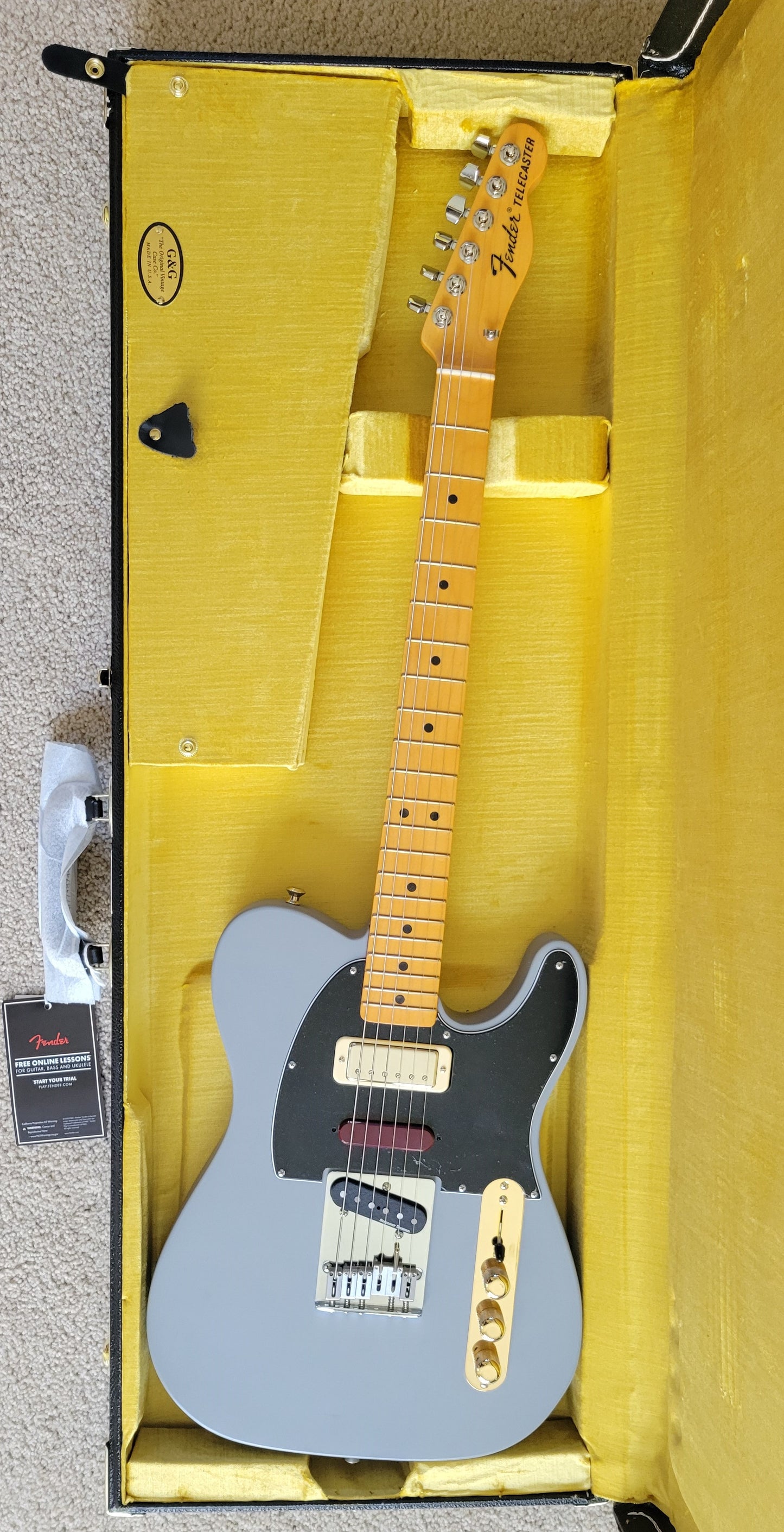 Fender Brent Mason Telecaster Electric Guitar, Primer Gray Satin, G&G Hard Shell Case