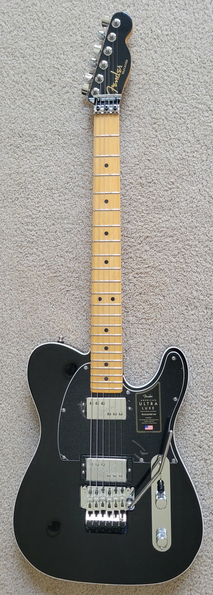 Fender American Ultra Luxe Telecaster Floyd Rose HH Electric Guitar, Deluxe Molded Hard Shell Case