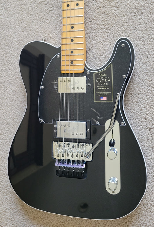 Fender American Ultra Luxe Telecaster Floyd Rose HH Electric Guitar, Deluxe Molded Hard Shell Case