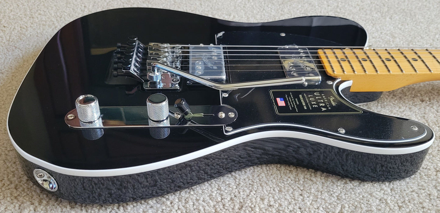 Fender American Ultra Luxe Telecaster Floyd Rose HH Electric Guitar, Deluxe Molded Hard Shell Case