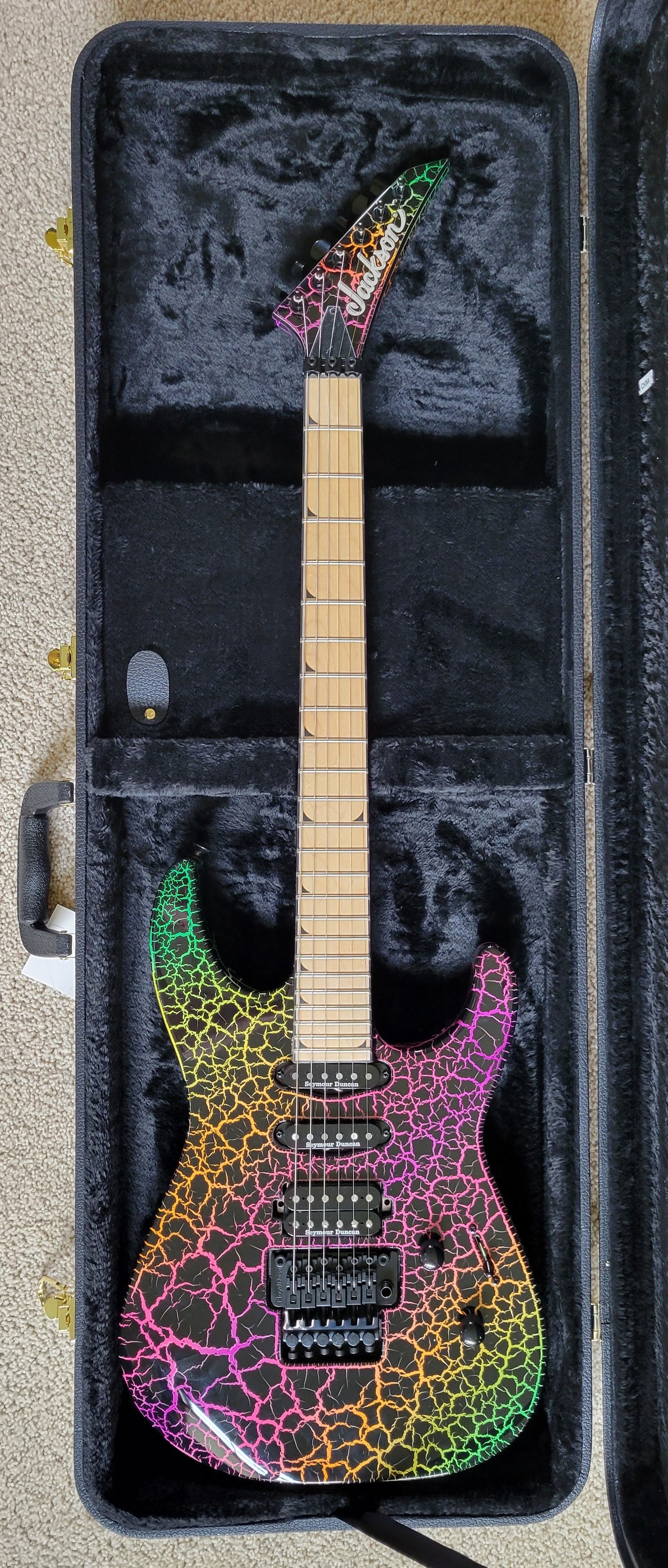 Jackson Pro Series Soloist SL3M Rainbow Crackle Electric Guitar, New Hard Shell Case