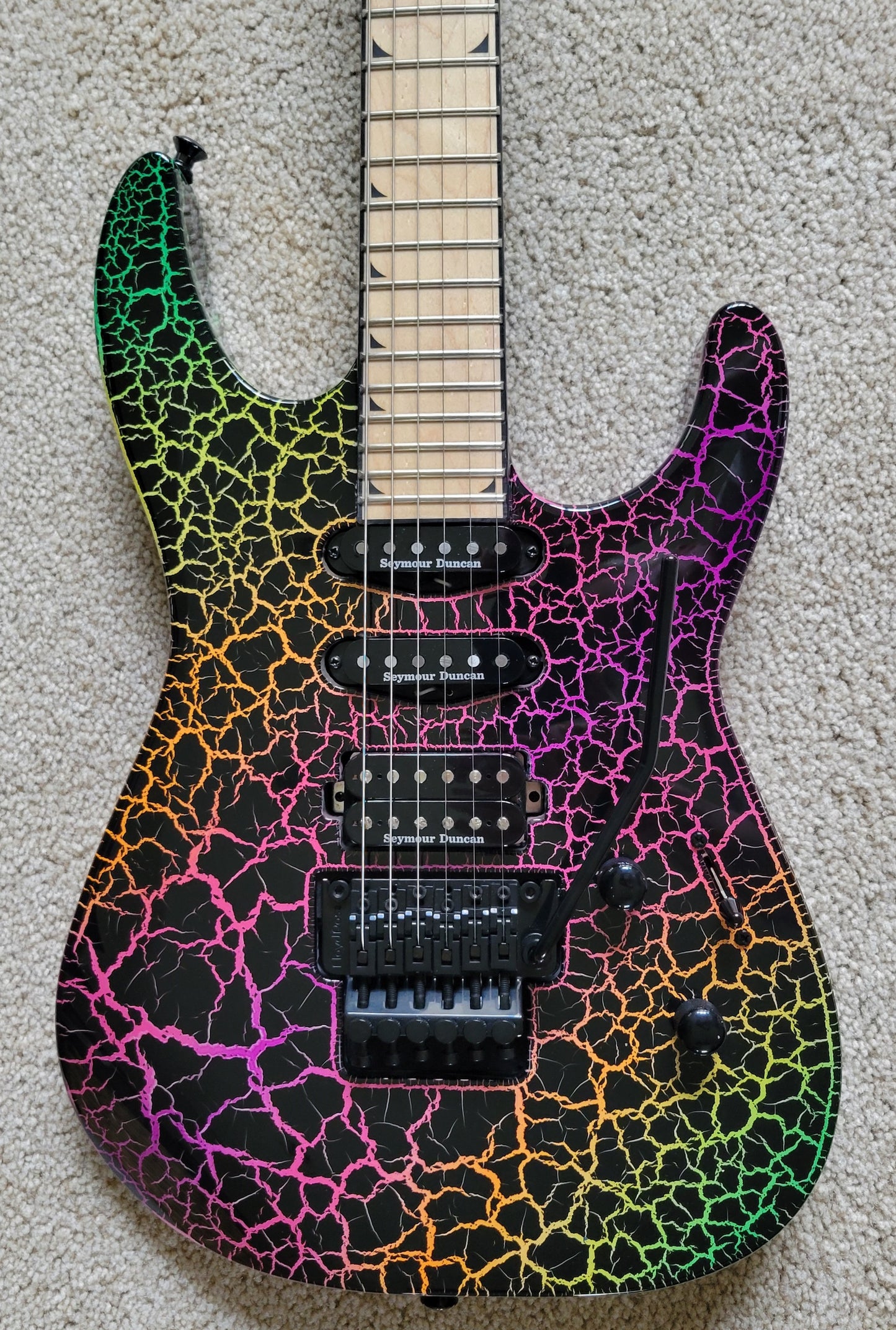 Jackson Pro Series Soloist SL3M Rainbow Crackle Electric Guitar, New Hard Shell Case