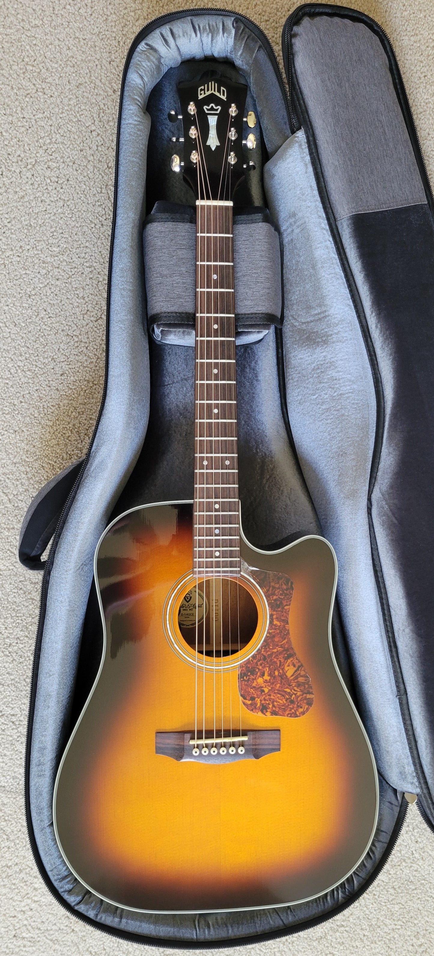 Guild D-140CE Acoustic Electric Guitar, Antique Burst, Guild Premium Acoustic Gig Bag