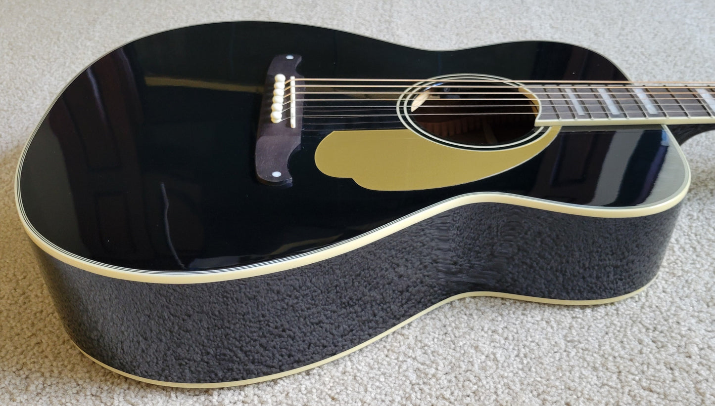 Fender California Vintage Malibu Acoustic Electric Guitar, Black, Hard Shell Case