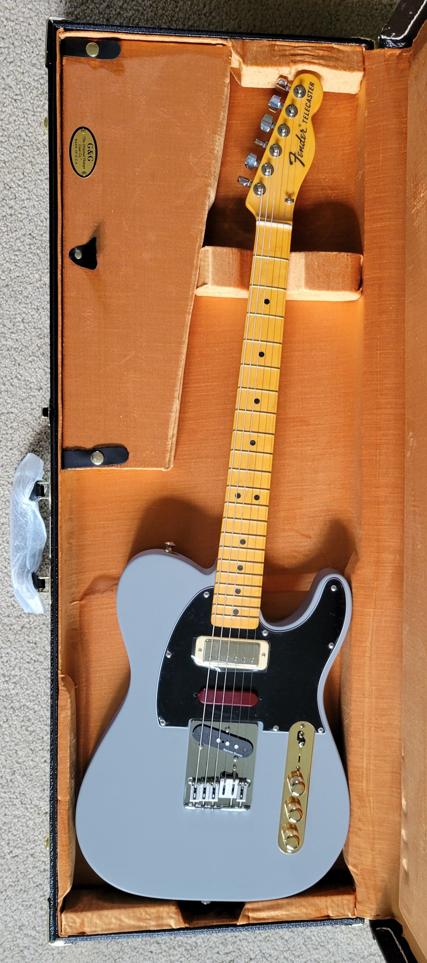 Fender Brent Mason Telecaster Electric Guitar, Primer Gray Satin, G&G Hard Shell Case