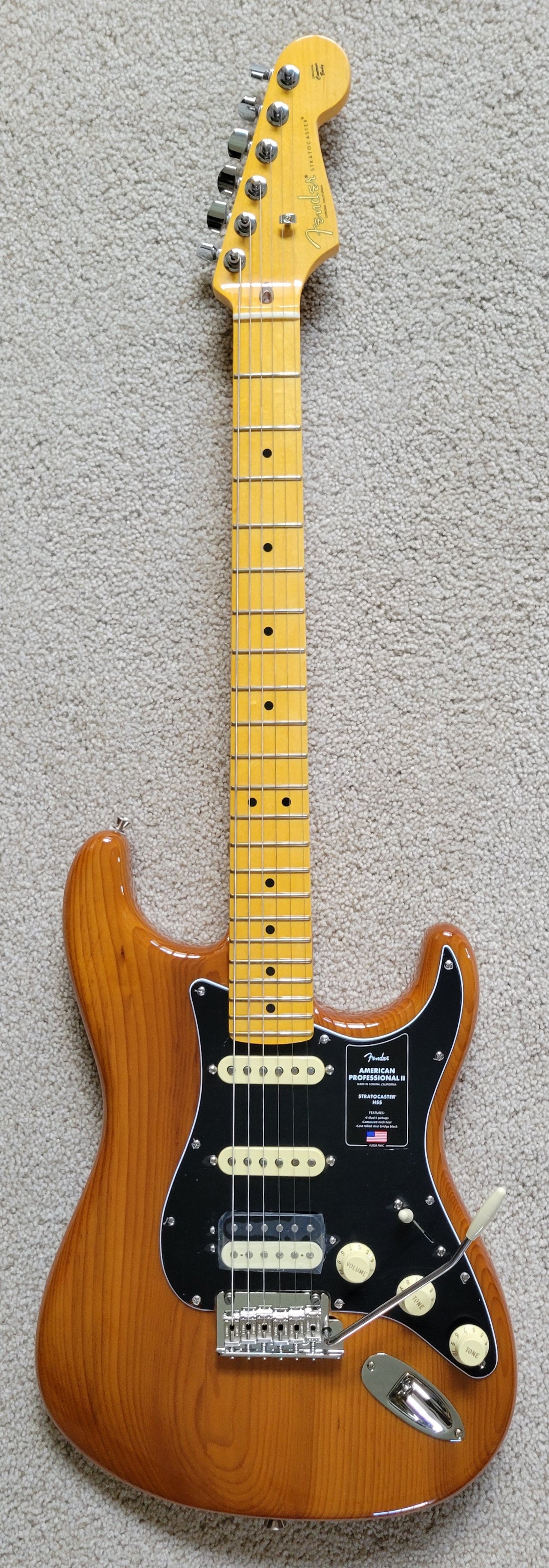 Fender American Professional II Stratocaster HSS Electric Guitar, Natural, Deluxe Molded Case