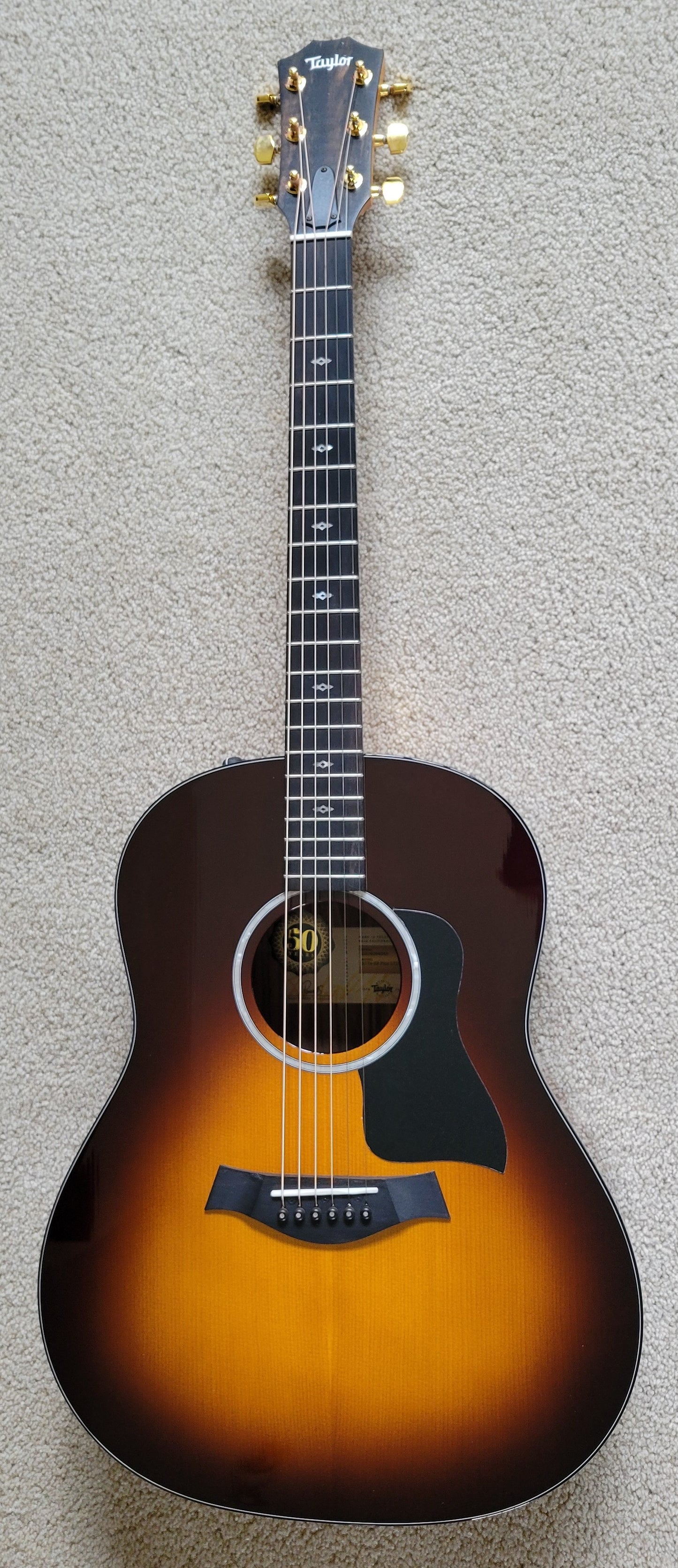 Taylor 217e-SB Plus LTD 50th Anniversary Acoustic Electric Guitar, Tobacco Sunburst, Taylor Case