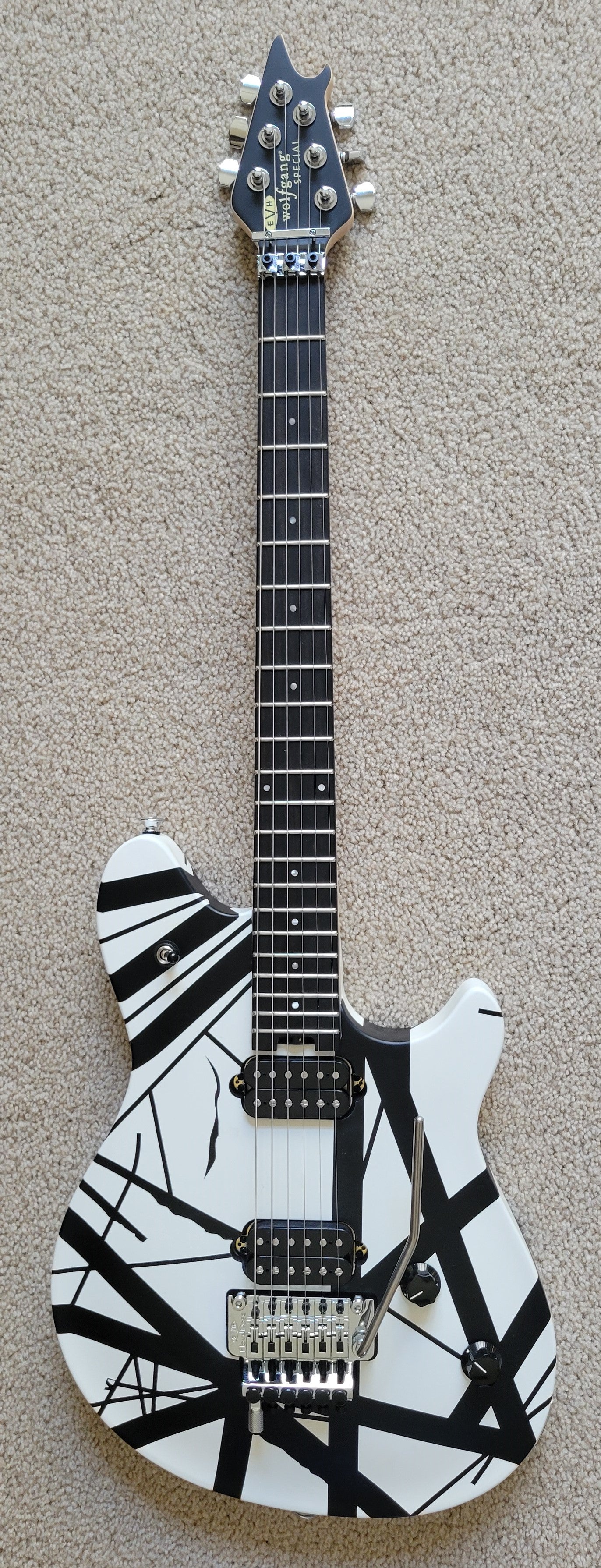 EVH Wolfgang Special Striped Electric Guitar, Black and White, EVH Gig Bag