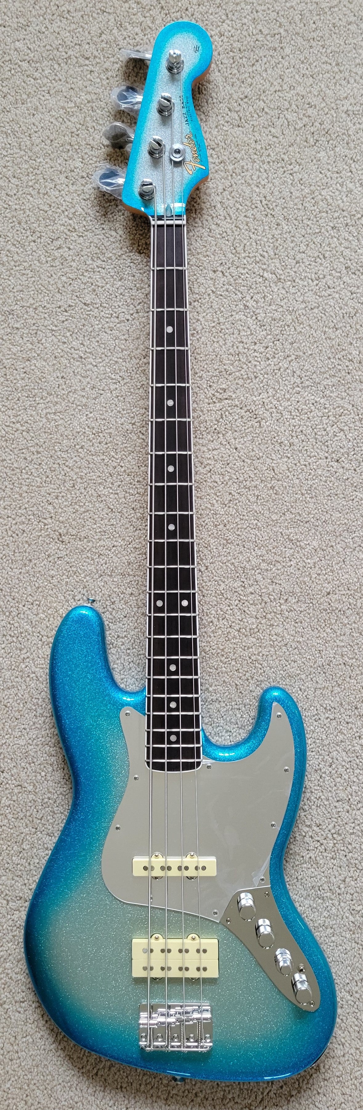 Fender Limited Player Plus x Blu DeTiger Jazz Bass Guitar, Sky Burst Sparkle, New Gig Bag